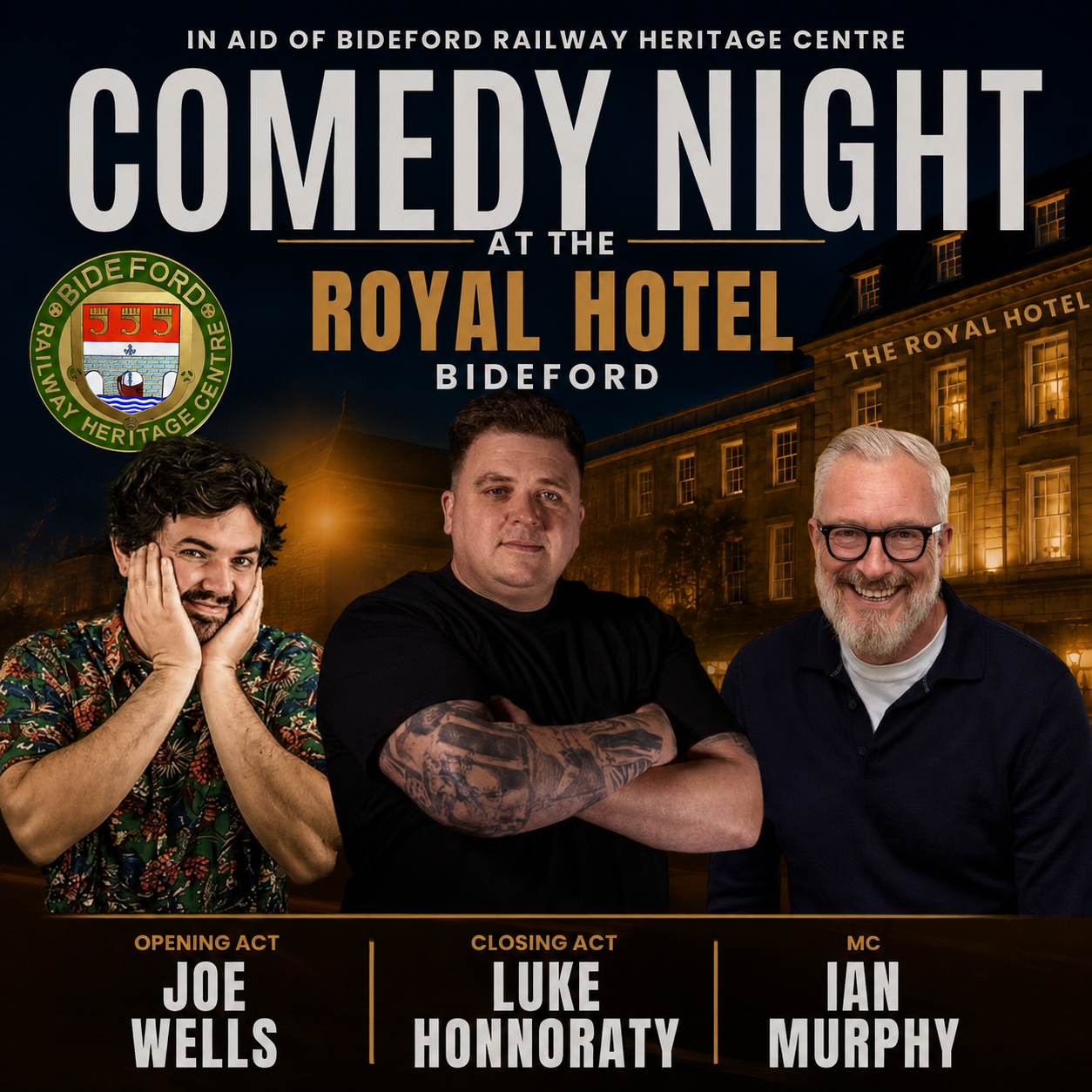 Comedy Night - In Aid of Bideford Railway Hertitage Centre listing artwork